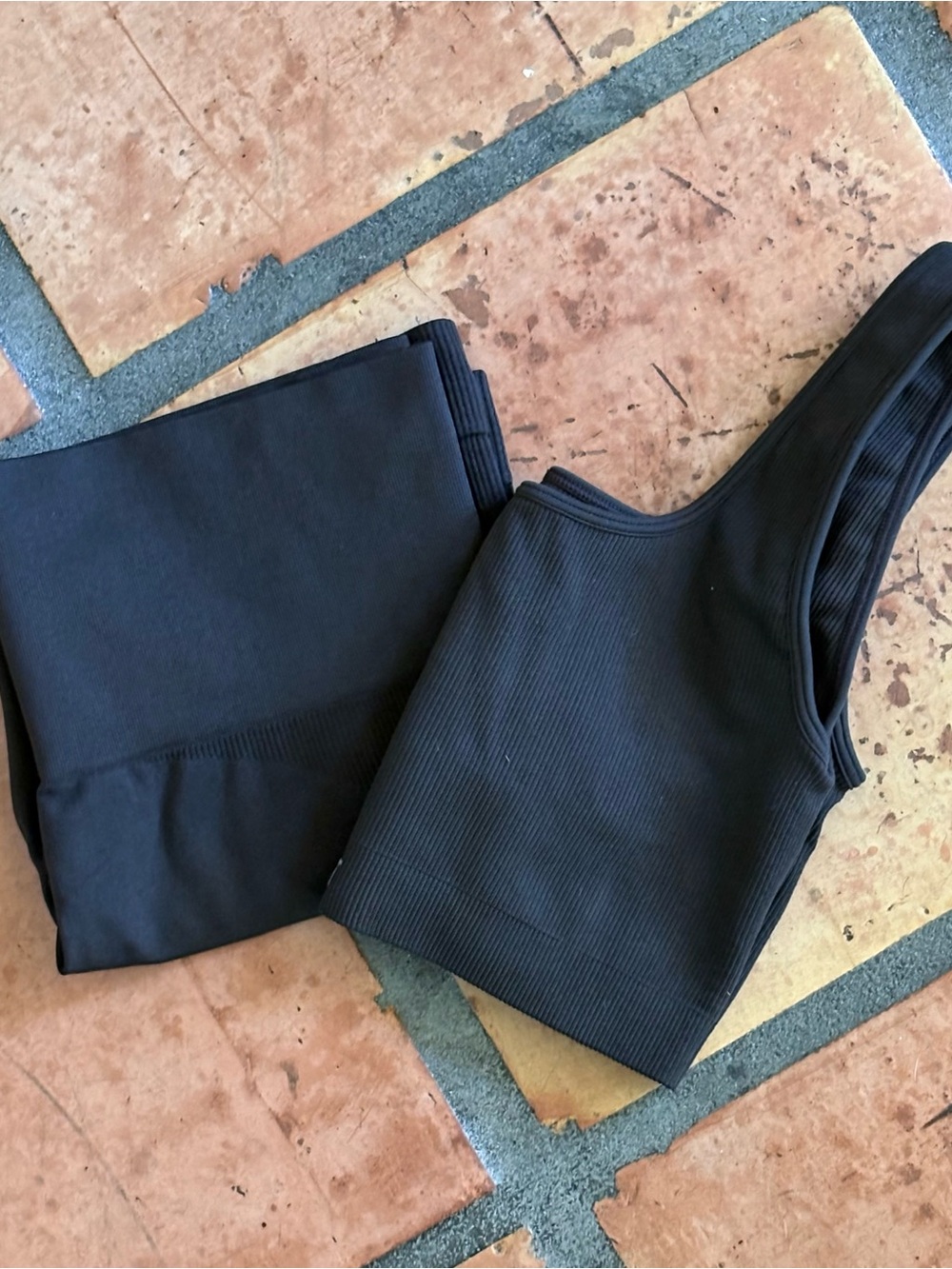 Dark Chocolate Brown Ribbed Workout Set